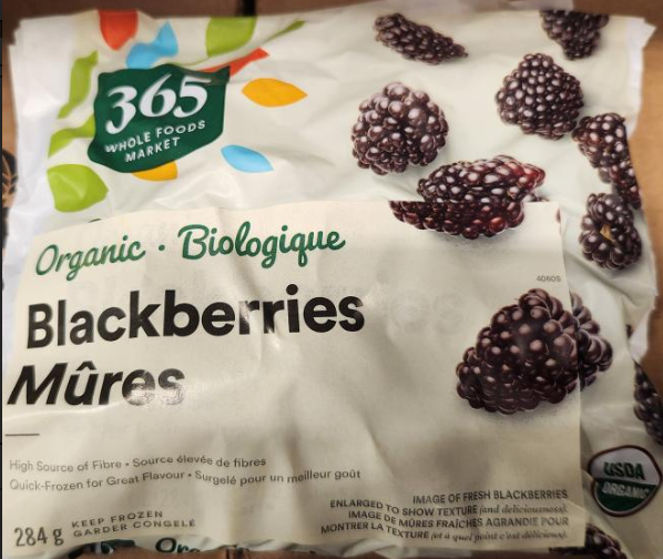 365 Whole Foods Market Organic Blackberries (frozen) recalled in Canada due to possible Listeria monocytogenes