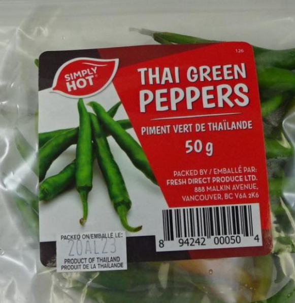In Canada Simply Hot brand Thai Green Peppers recalled due to Salmonella