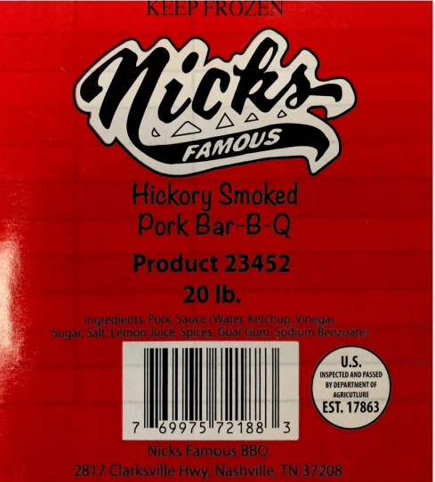 Nick’s Famous Bar-B-Q Recalls Ready-To-Eat Pork Products Due to Possible Listeria Contamination