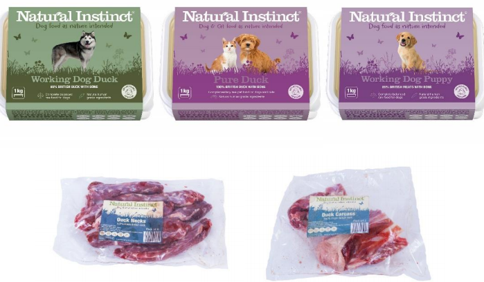 Natural Instinct recalled several dog food products containing duck due to salmonella