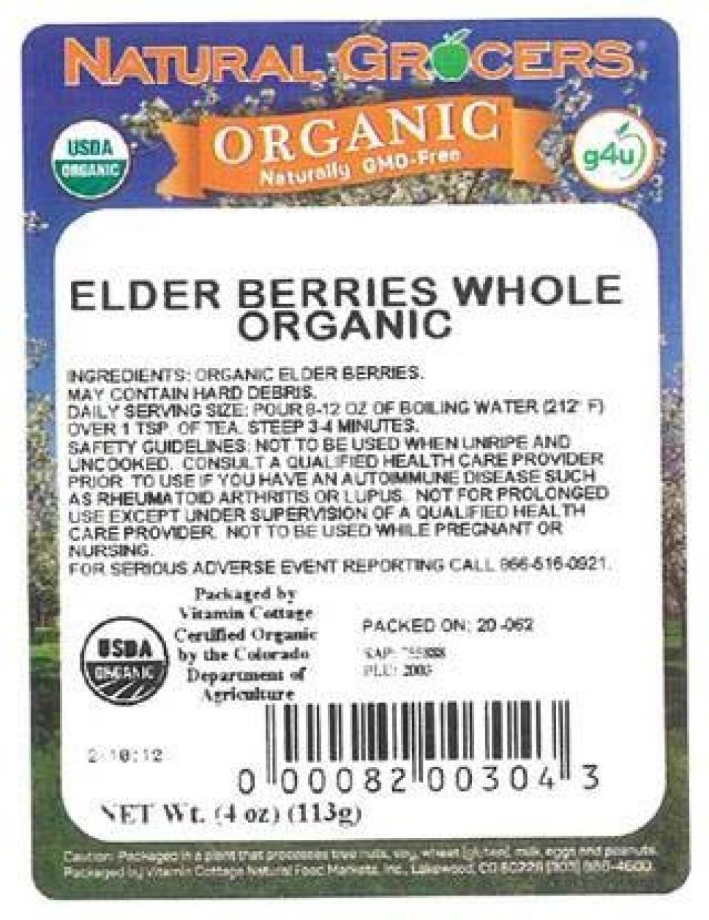Natural Grocers recalled Organic Elderberries due to Salmonella