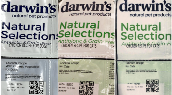 Darwin’s Natural Pet products for dogs & cats contaminated with Salmonella
