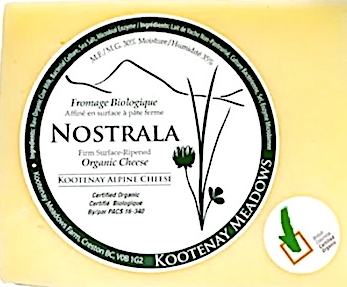 CFIA reported that Kootenay Meadows Nostrala surface-ripened organic cheese was recalled due to Staphylococcus aureus and generic E. coli