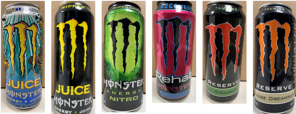 Monster brand caffeinated energy drinks recalled due to caffeine content and labeling