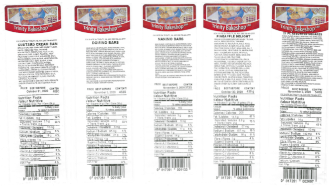 Trinity Bakeshop bakery products recalled due to Salmonella