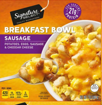FSIS issues Public Health Alert for frozen, not-ready-to-eat Signature Select Breakfast Bowl due to temperature abuse at the distribution center