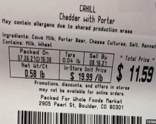 Cahill Cheddar cheeses were recalled from 44 Whole Foods Market stores due to Listeria monocytogenes