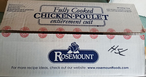 In Canada Rosemount cooked diced chicken meat was recalled due to Listeria monocytogenes