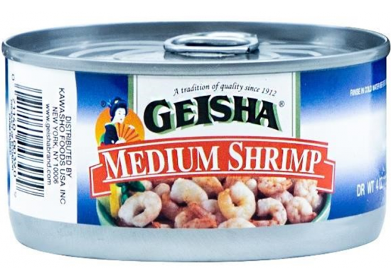 Kawasho Foods announces a recall of a single lot of GEISHA medium shrimp 4oz. because of bursting cans