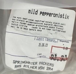 Springwater Packers Mild Pepperonistix recalled due to Listeria monocytogenes