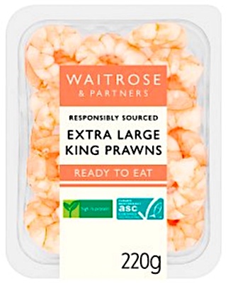 Waitrose Ready to Eat Extra Large King Prawns recalled in the UK due to the presence of raw prawns