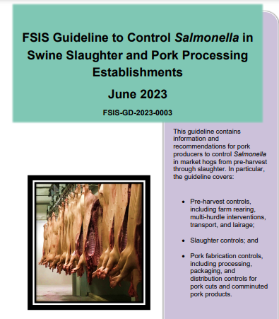 FSIS Guideline to Control Salmonella in swine slaughter and pork processing establishments (June 2023)