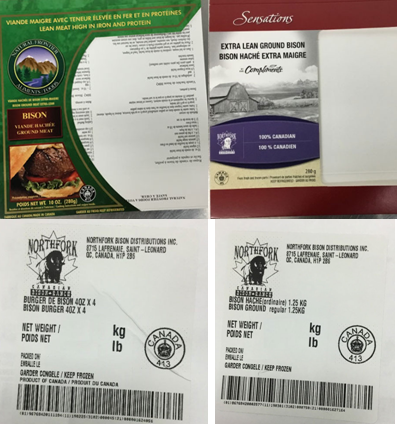 CFIA announced that ground bison products were recalled due to E. coli O121 and O103