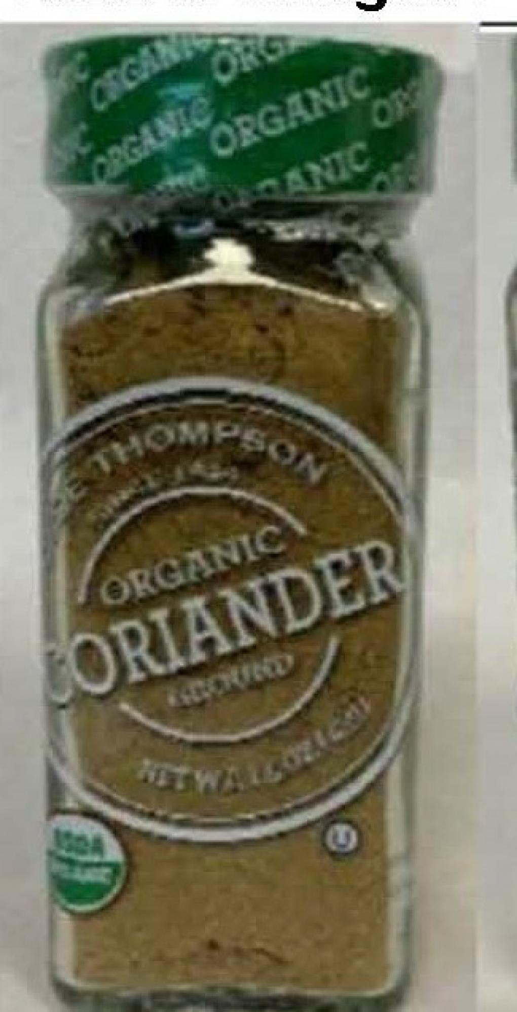 Olde Thompson LLC recalled Olde Thompson And Sun Harvest Organic Ground Coriander Due to Salmonella