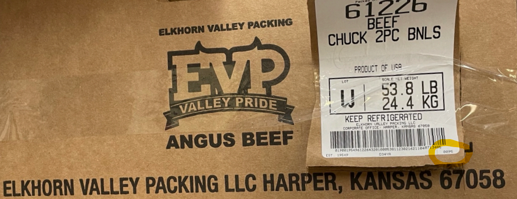 Elkhorn Valley Packing recalls boneless beef chuck product due to E. coli O103 Contamination