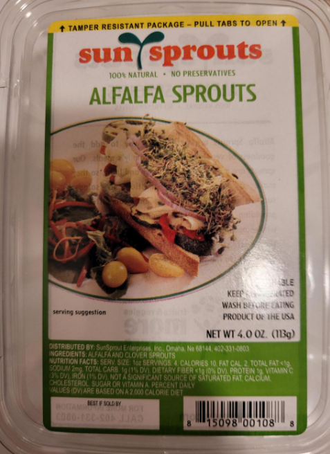 SunSprout Enterprises Voluntarily Recalls Two Lots of Alfalfa Sprouts Due to Potential Contamination with Salmonella