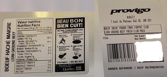 Provigo brand ground beef products recalled due to E. coli O157