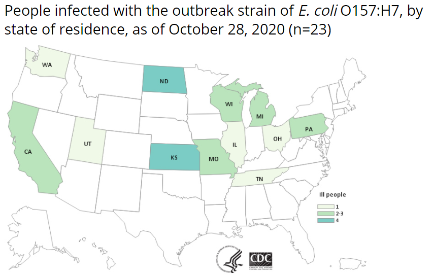 An outbreak of E. coli O157:H7 infections in 12 States- source not yet identified