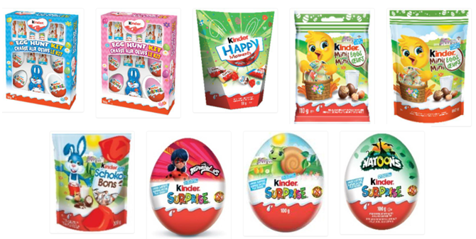 Kinder brand chocolate products recalled due to Salmonella