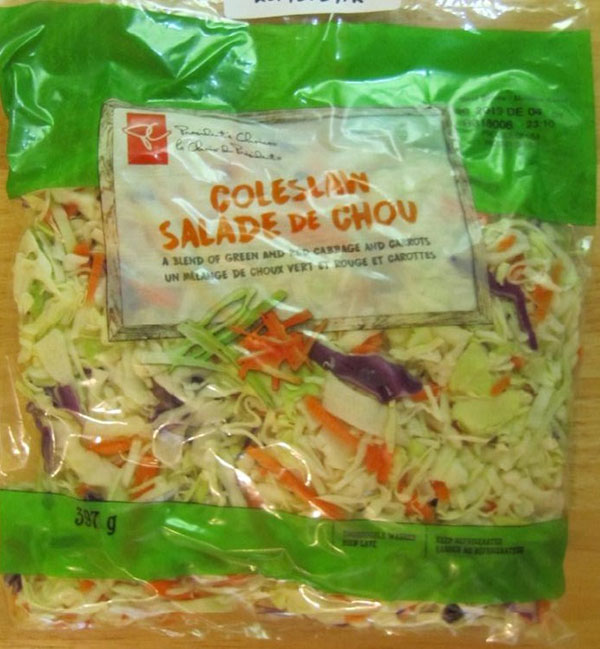 CFIA announced that President’s Choice brand Coleslaw recalled due to Salmonella