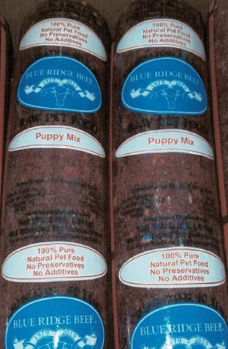 Blue Ridge Beef recalled Blue Ridge Beef Kitten Grind, Blue Ridge Kitten Mix, and Blue Ridge Beef Puppy Mix due to Salmonella and Listeria Monocytogenes