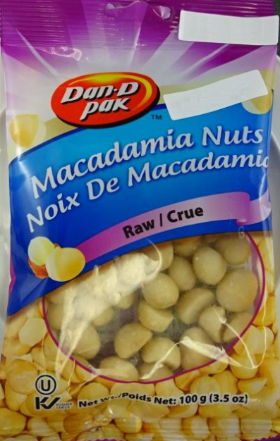 Dan-D Pak brand Raw Macadamia Nuts recalled due to Salmonella in Canada