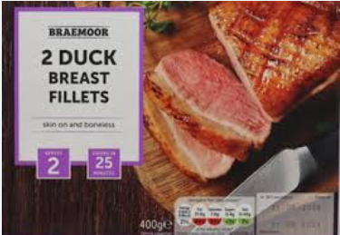In the UK, Lidl recalls Braemoor Duck Breast Fillet products due to Salmonella